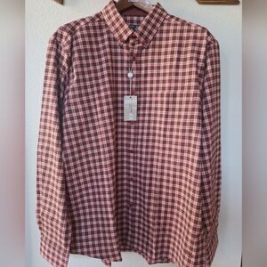 NWT Paul Costelloe Regular Fit Plaid Light Flannel Button Down Mens Shirt Size L
